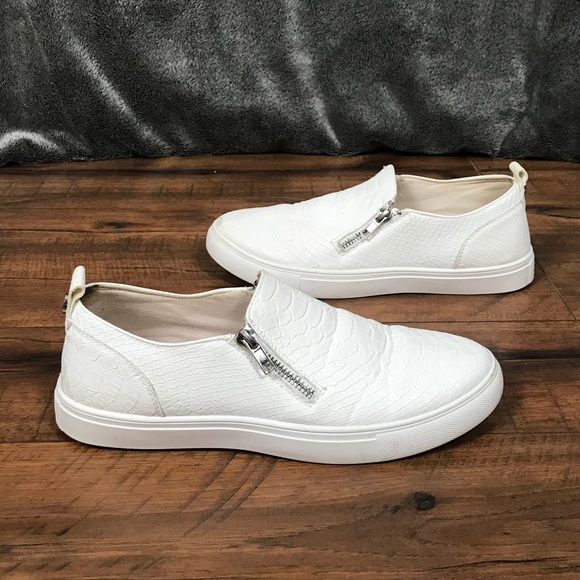 faux snakeskin slip on sneakers